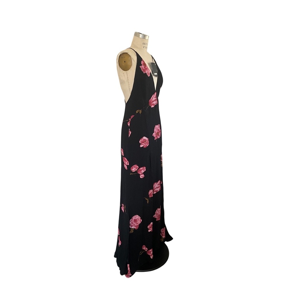 Reformation Black Floral Maxi Dress Open Back Slit Formal Evening Size S NWT - Picture 8 of 15